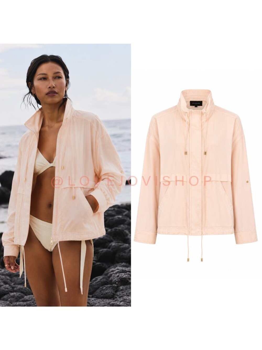 Coastal | Banana Republic Lyocell Utility Jacket Blush Pink Drawstring Oversized
